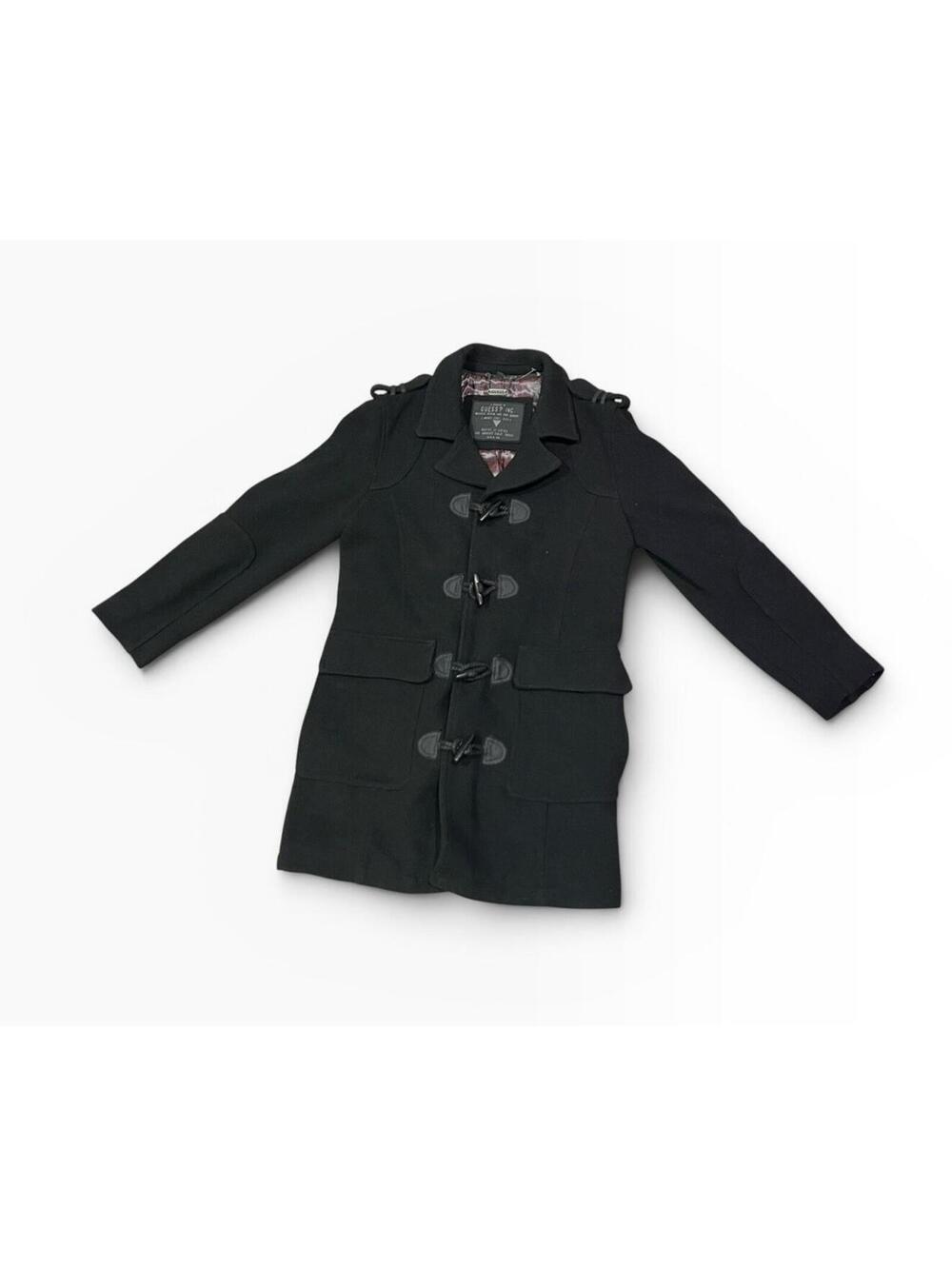 Guess Wool Blend Toggle Coat Womens XS Black Duffle Jacket